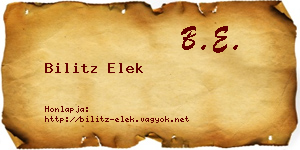 Bilitz Elek névjegykártya